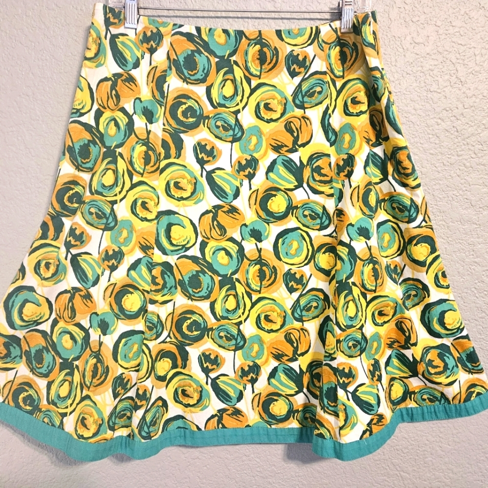 Boden Size 10R Floral Lined Flared Cotton Skirt